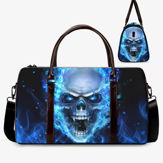 Halloween travel bag, biker skull Carry On Bag, death skull large travel bag, death skull monogrammed bag, halloween handbag, skull in fire