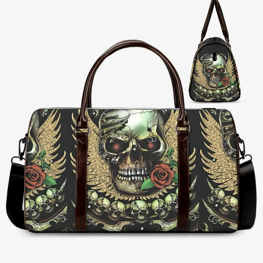 Skull travel bag, floral skull Hospital Bag, skull in fire Overnight Bag, gothic skull Hospital Bag, biker skull weekender bags, flame skull