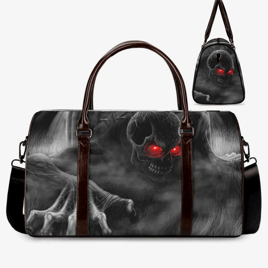 Death skull Carry on Weekender Overnight Bag, christmas skull Canvas Weekend Travel Bag, evil Overnight Bag, flower skull handbag, punisher