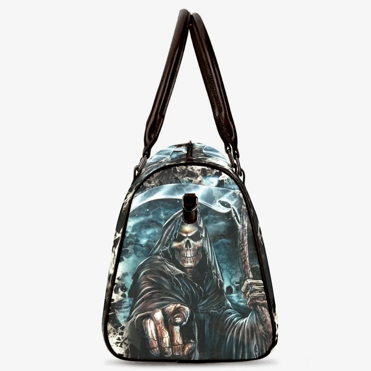 Motorcycle skull Canvas Weekend Travel Bag, skull in fire weekender bags flower skull duffel bag skull in fire large travel bag shoulder bag