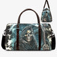 Motorcycle skull Canvas Weekend Travel Bag, skull in fire weekender bags flower skull duffel bag skull in fire large travel bag shoulder bag