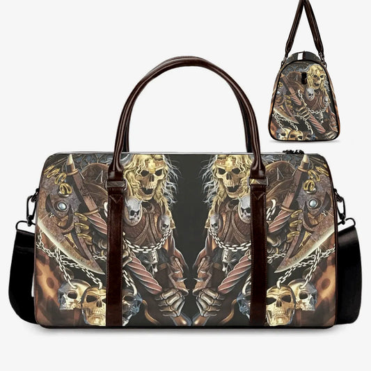 Evil duffel bag, rose skull Canvas Weekend Travel Bag, flame skull weekender bags, floral skull duffel bag, halloween weekender shoulder bag