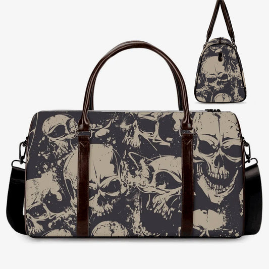Halloween weekender bags, motorcycle skull Canvas Weekend Travel Bag, biker skull duffel bag, gothic skull handbag, biker skull Vacation bag