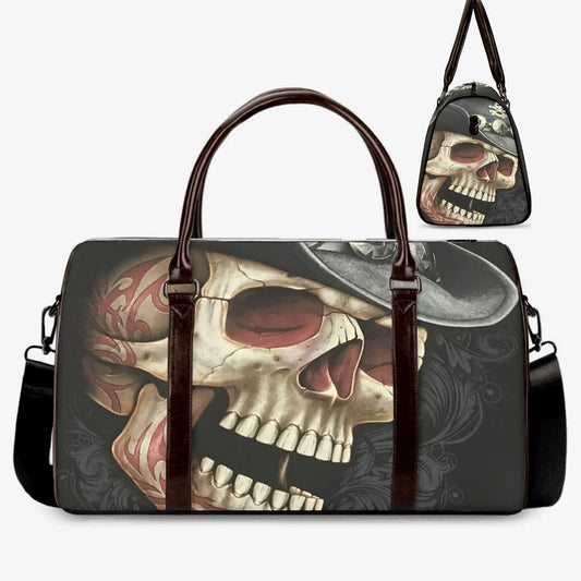 Punisher skull Carry on Weekender Overnight Bag, motorcycle skull travel bag, death skull shoulder bag, horror Hospital Bag, halloween bag