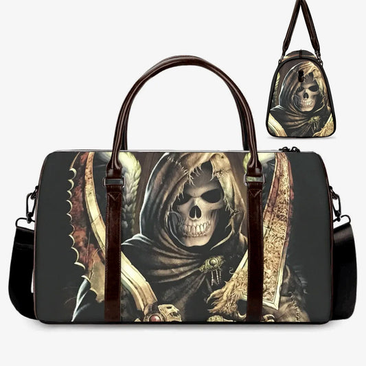 Death skull shoulder bag, evil large travel bag, motorcycle skull large travel bag, skeleton duffel bag, biker skull Carry on Weekender bag
