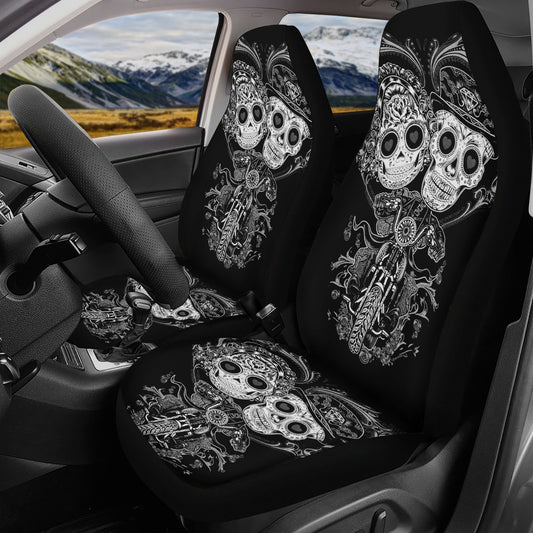 Sugar skull seat cover for car, candy skull car accessories, floral sugar skull rug for car, dia de los muertos skull truck seat cover mats