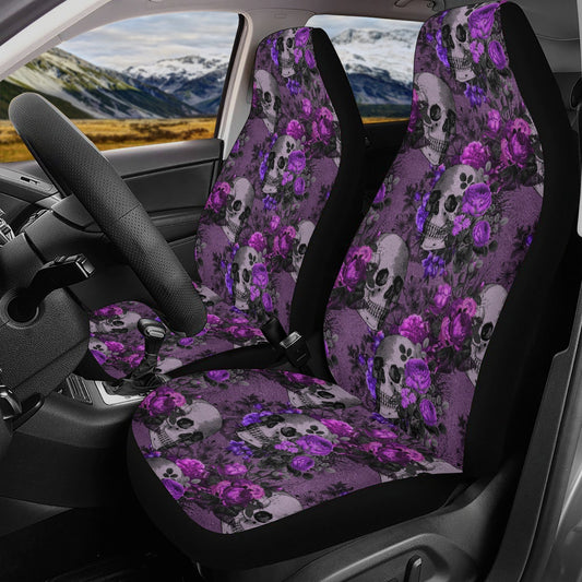 Flower skull rug mat for car, biker skull car seat protector, floral skull cover cushion accessories for Cars skull seat cover protector mat