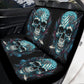 Goth seat cover for truck, halloween car accessories, flame skull car accessories, flower skull car seat tool, flame skull rug for car truck