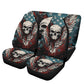 Skull car seat tool, biker skull car protector, flame skull car rug, evil car seat protector cover, gothic skull car tool rose skull car mat