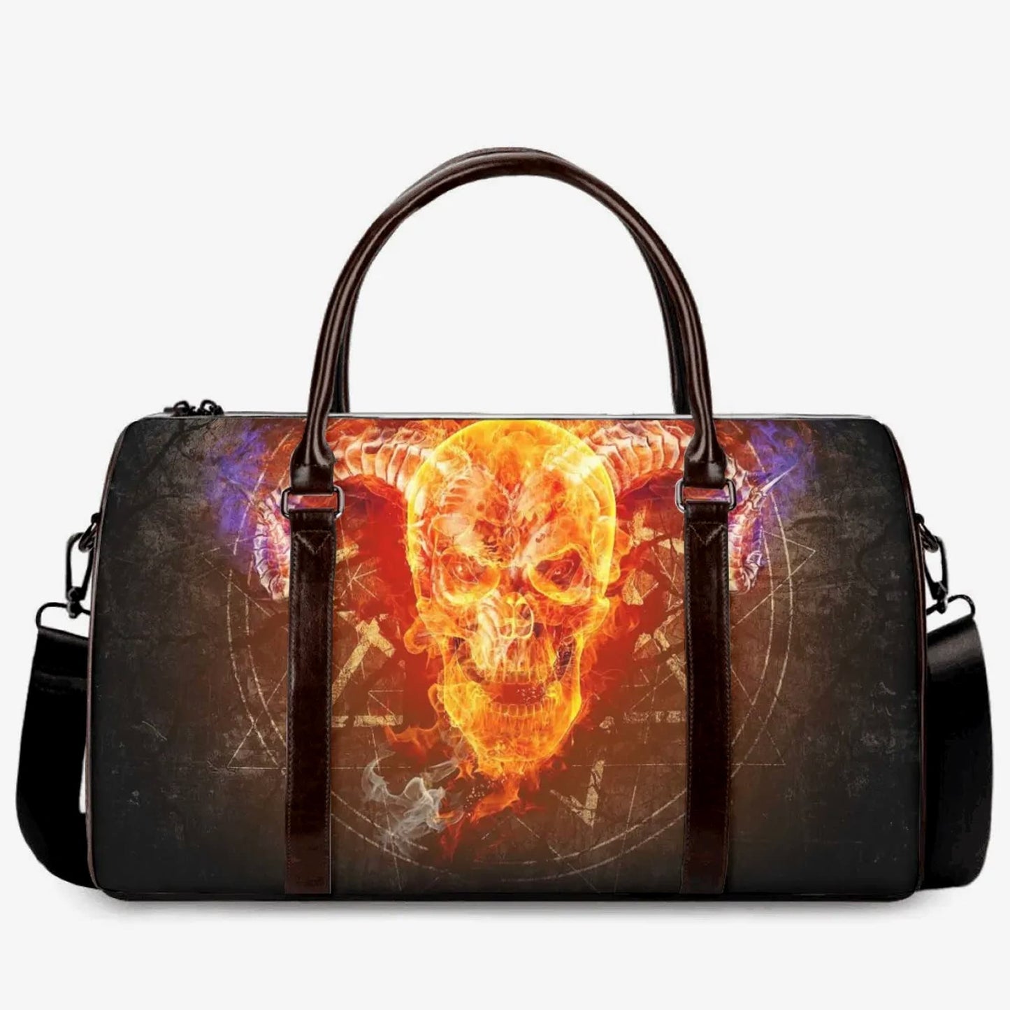 Skull Carry On Bag, gothic skull large travel bag, evil Canvas Weekend Travel Bag, goth shoulder bag, biker skull Overnight Bag, death skull
