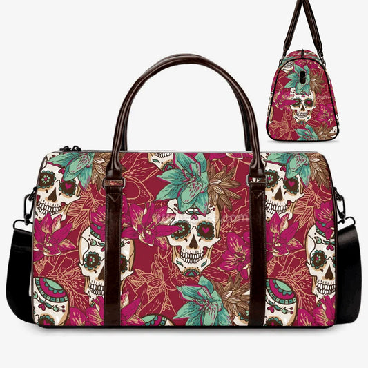 Mexico Canvas Weekend Travel Bag, sugar skull girl handbag, sugar skull girl Overnight Bag mexican skull weekender bags sugar skull girl bag
