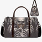 No see no hear no speak skull Canvas Weekend Travel Bag, horror handbag, flaming skull Carry on Weekender Overnight Bag skull Overnight Bag