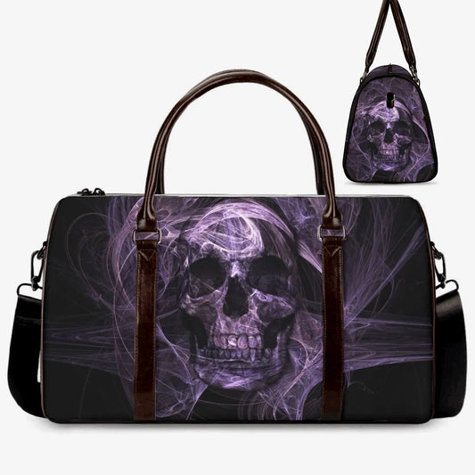 Christmas skull Canvas Weekend Travel Bag, halloween handbag biker skull large travel bag punisher skull shoulder bag flame skull travel bag
