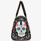Mexican skull monogrammed bag, sugar skull girl duffel bag, mexico large travel bag, floral skull Carry on Weekender Overnight Bag handbag