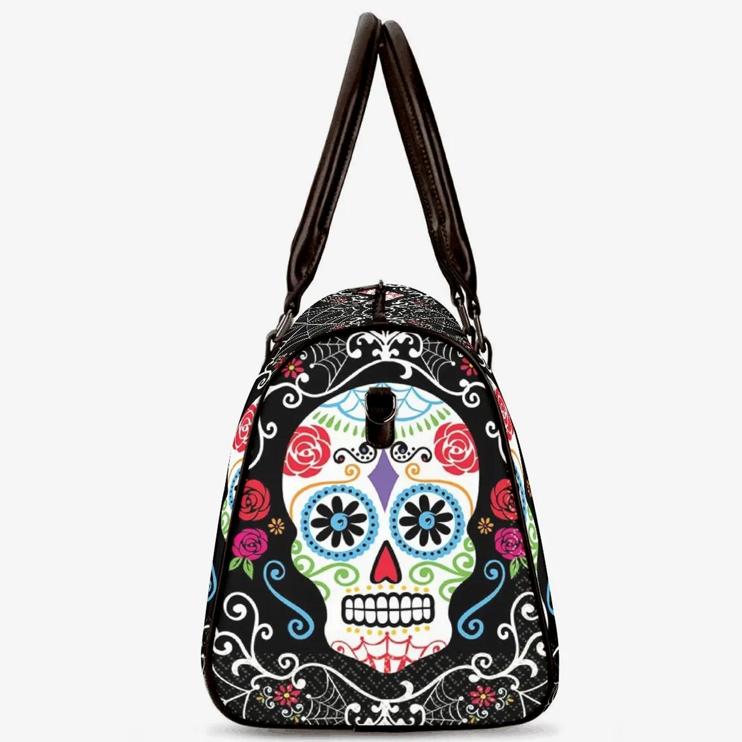 Mexican skull monogrammed bag, sugar skull girl duffel bag, mexico large travel bag, floral skull Carry on Weekender Overnight Bag handbag