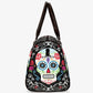 Mexican skull monogrammed bag, sugar skull girl duffel bag, mexico large travel bag, floral skull Carry on Weekender Overnight Bag handbag