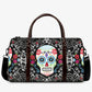Mexican skull monogrammed bag, sugar skull girl duffel bag, mexico large travel bag, floral skull Carry on Weekender Overnight Bag handbag