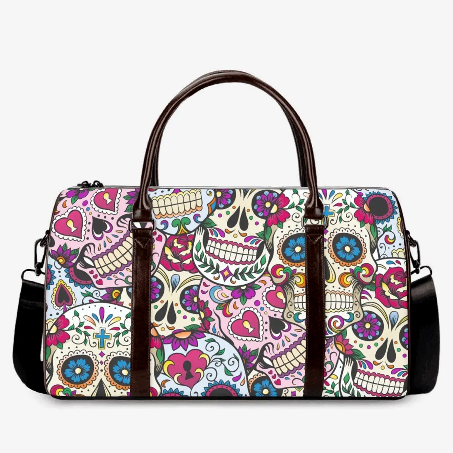 Floral sugar skull Carry on Weekender Overnight Bag, dia de los muertos skull Overnight Bag, day of the dead monogrammed bag sugar skull bag