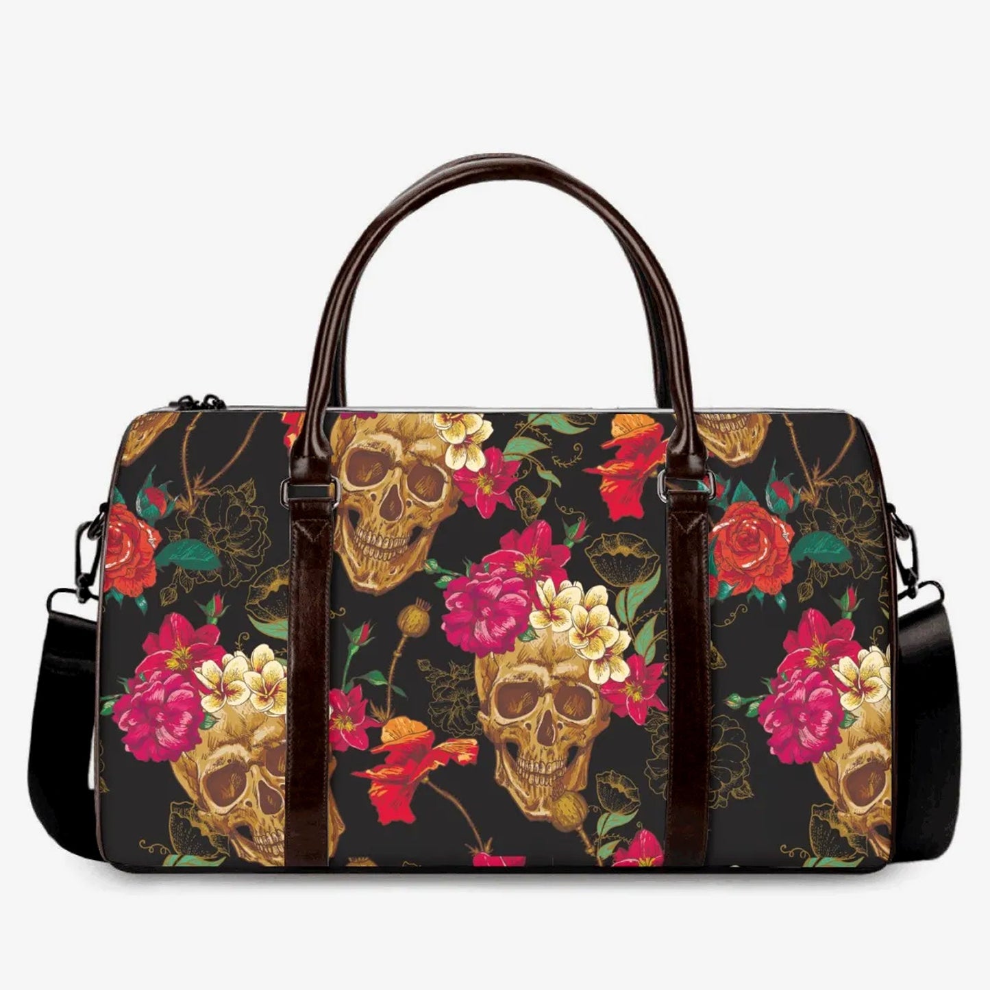 Christmas skull Canvas Weekend Travel Bag, death skull Hospital Bag, motorcycle skull large travel bag, gothic skull shoulder bag handbag