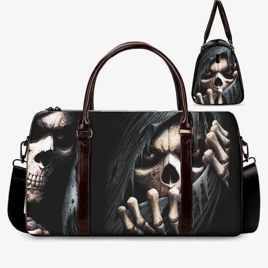 Grim reaper shoulder bag, biker skull duffel bag, halloween large travel bag, motorcycle skull travel bag, death skull travel halloween bag