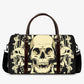 Halloween travel bag, flame skull handbag, horror Carry On Bag, flower skull Vacation Holidays Travel Bag, floral skull travel bag handbag