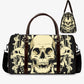 Halloween travel bag, flame skull handbag, horror Carry On Bag, flower skull Vacation Holidays Travel Bag, floral skull travel bag handbag
