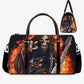Guitarist skull weekender bags, death skull monogrammed bag, grim reaper Vacation Holidays Travel Bag, flaming skull travel bag, flame skull