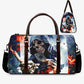 Grim reaper skull large travel bag, floral skull Carry on Weekender Overnight Bag, gothic skeleton Hospital Bag, floral skull Canvas bags