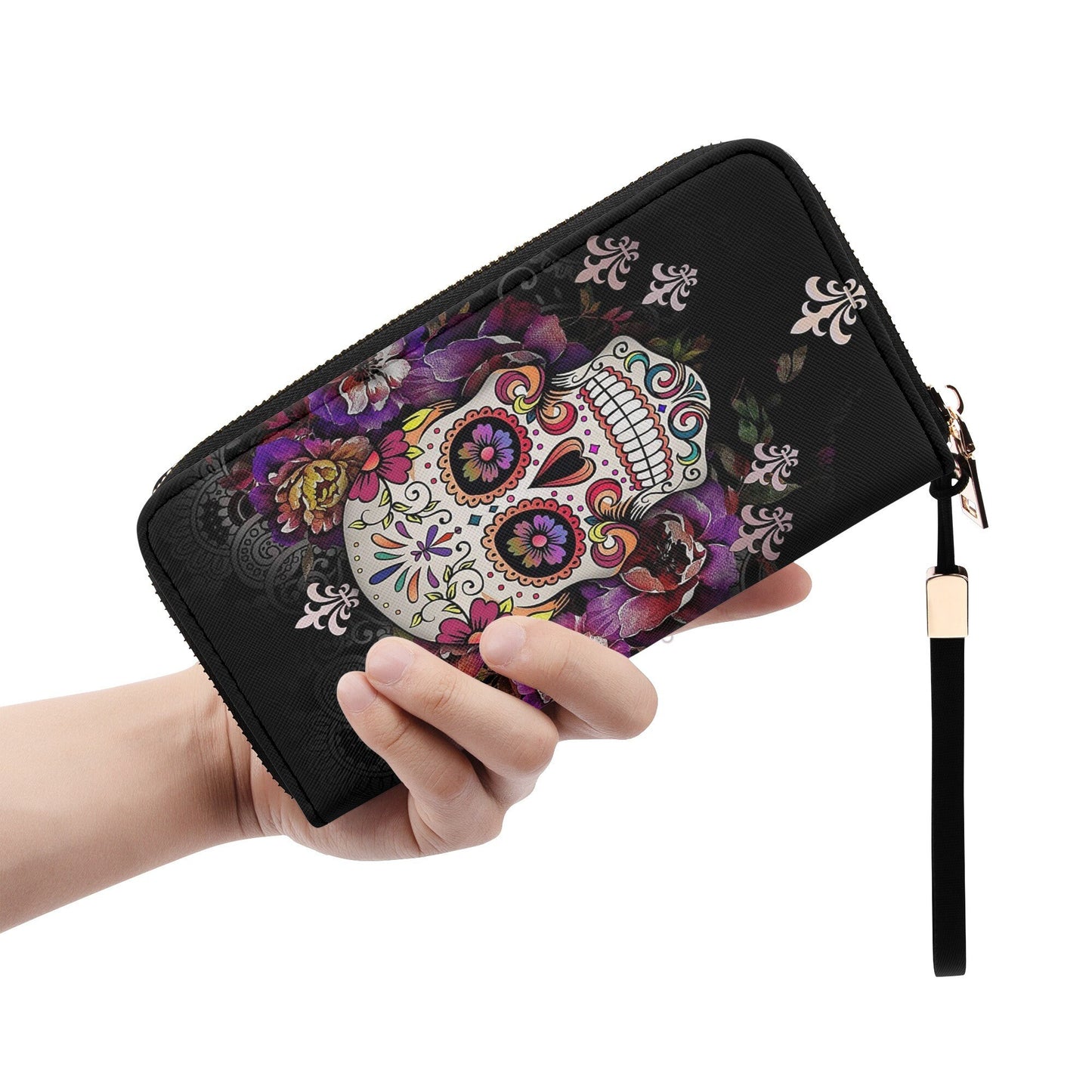 Candy skull crossbody bag, sugar skull girl cosmetic wallet, mexico handbag, sugar skull messenger bag, candy sugar skull purse wallet set