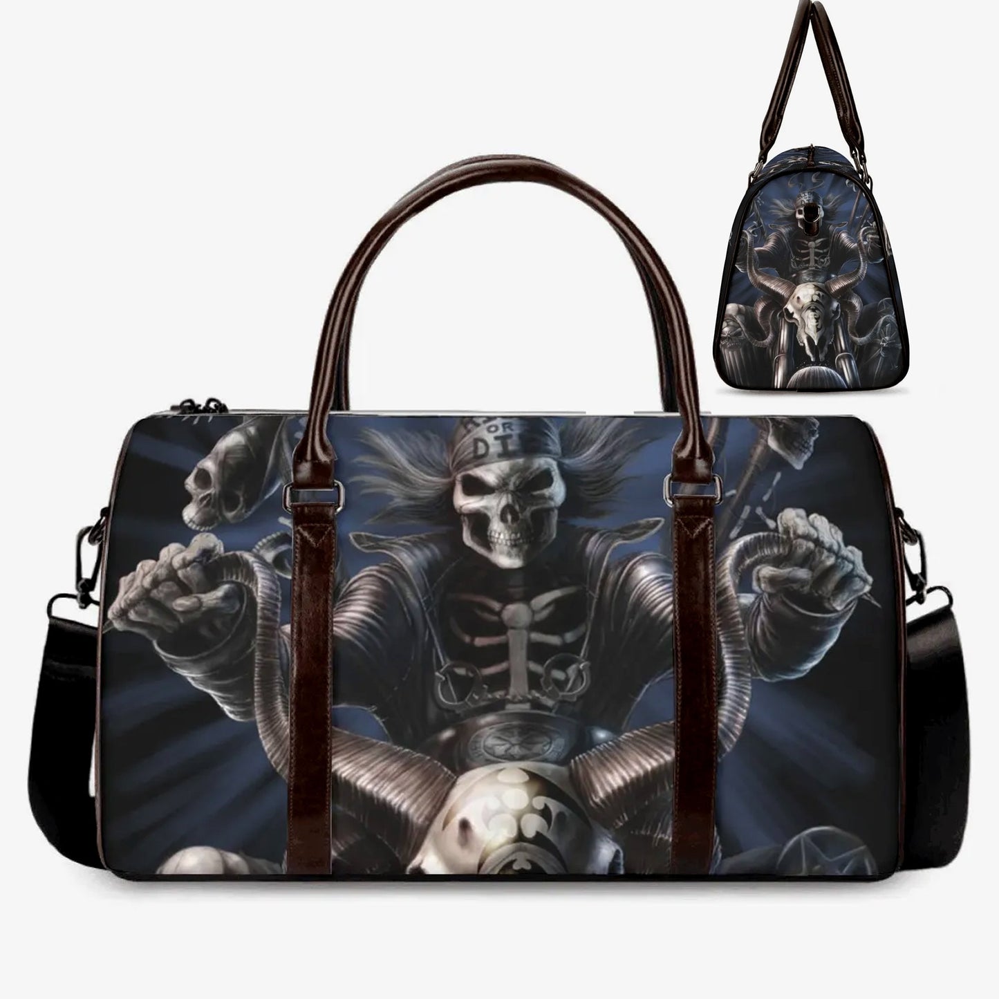 Biker skull travel bag, gothic skull Vacation Holidays Travel Bag, skull Hospital Bag, skull motorcycle Holidays Travel Bag, biker handbag