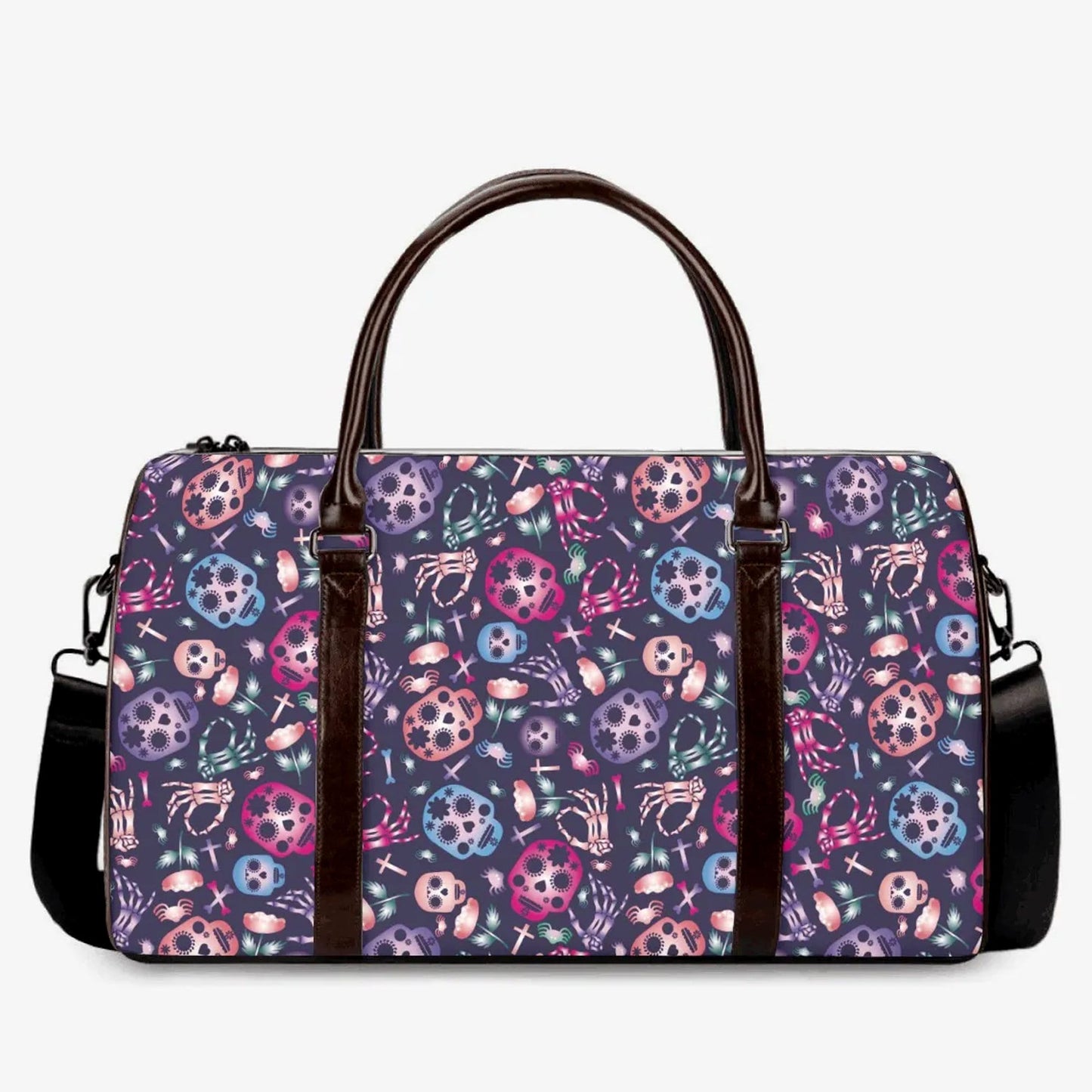 Skeleton handbag, calaveras skull duffel bag, candy skull Canvas Weekend Travel Bag, sugar skull girl weekender bags sugar skull weekend bag