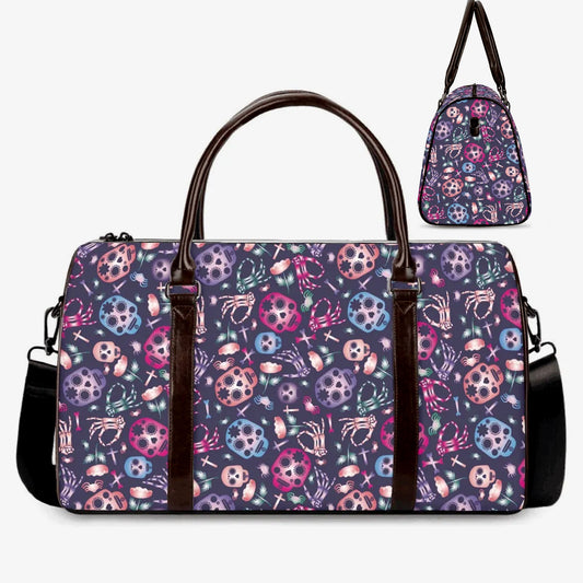Skeleton handbag, calaveras skull duffel bag, candy skull Canvas Weekend Travel Bag, sugar skull girl weekender bags sugar skull weekend bag