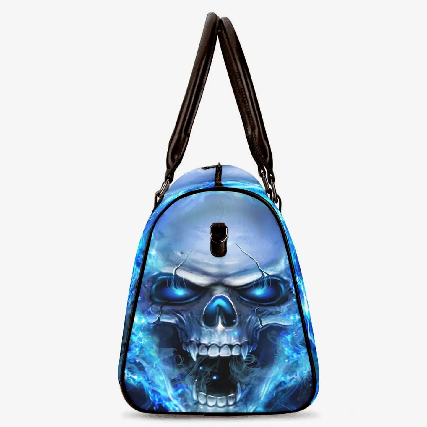 Flame skull Vacation Holidays Travel Bag, biker skull large travel bag, biker skull travel bag, flower skull handbag, rose skull Canvas bag