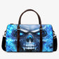 Flame skull Vacation Holidays Travel Bag, biker skull large travel bag, biker skull travel bag, flower skull handbag, rose skull Canvas bag