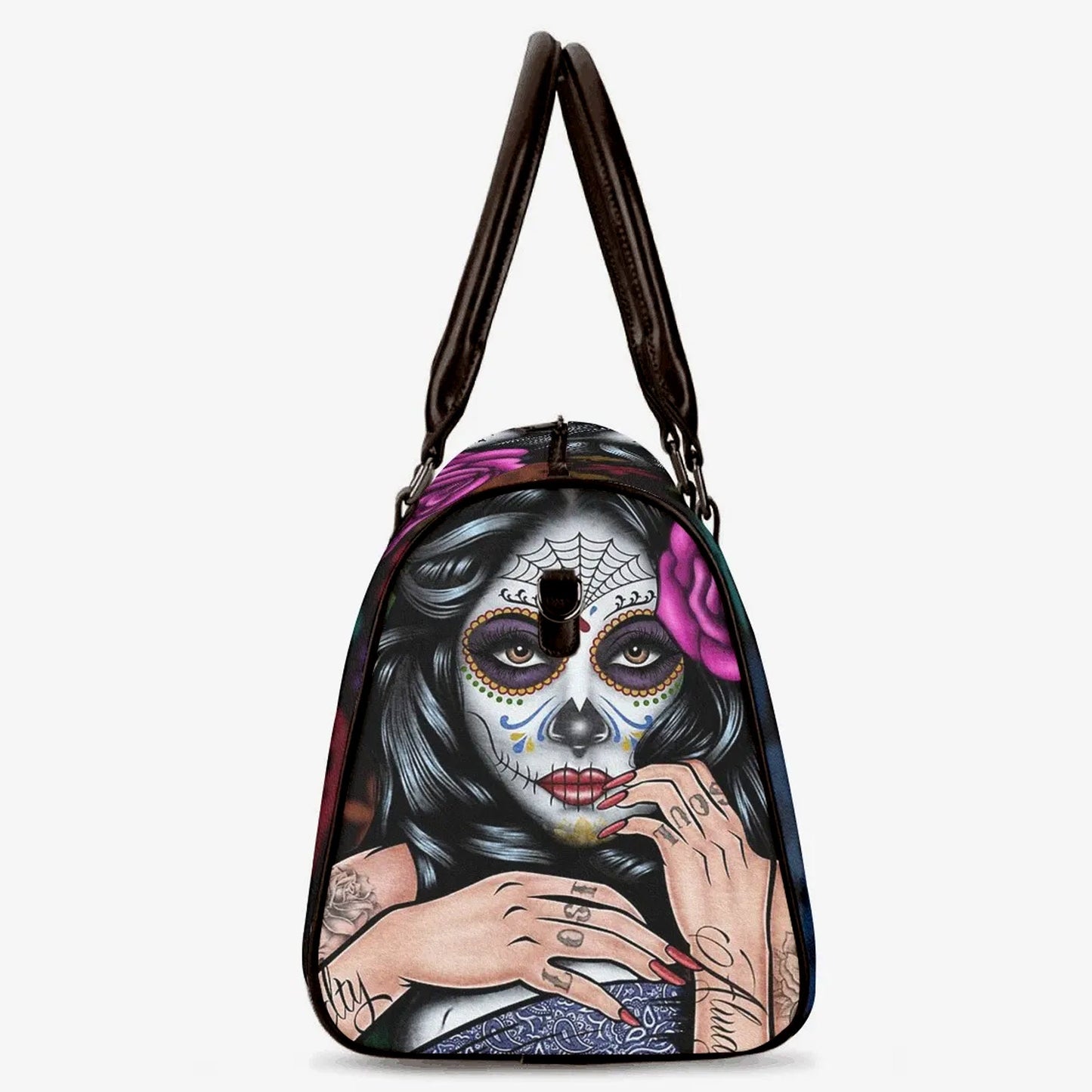 Sugar skull travel bag, day of the dead shoulder bag, floral skull Canvas Weekend Travel Bag floral sugar skull monogrammed bag shoulder bag