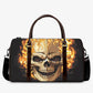 Horror Overnight Bag, flaming skull duffel bag, skeleton Canvas Weekend Travel Bag, rose skull travel bag, grim reaper shoulder bag handbag