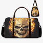 Horror Overnight Bag, flaming skull duffel bag, skeleton Canvas Weekend Travel Bag, rose skull travel bag, grim reaper shoulder bag handbag