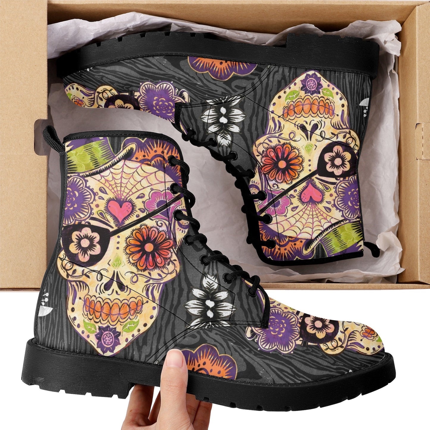 Day of the dead waterproof boot, calaveras skull shoes, mexican skull men women boots, floral skull waterproof boot, mexico men women boots