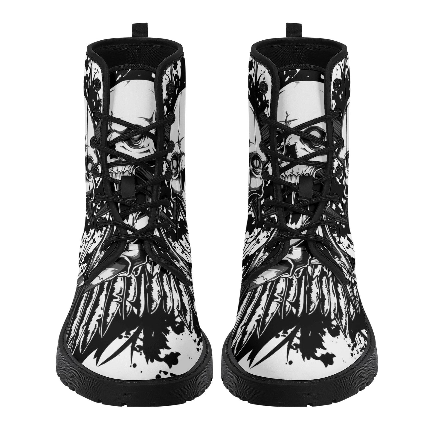Horror waterproof Lace Up Anti-Slip platform nooties, skeleton waterproof shoes, christmas skull fashion leather boots skeleton unisex boots