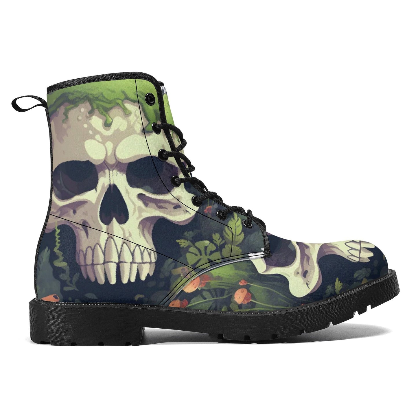 Gothic skull unisex boots, biker skull winter boots, death skull ankle Boots, skeleton waterproof Lace Up Anti-Slip platform nooties boots