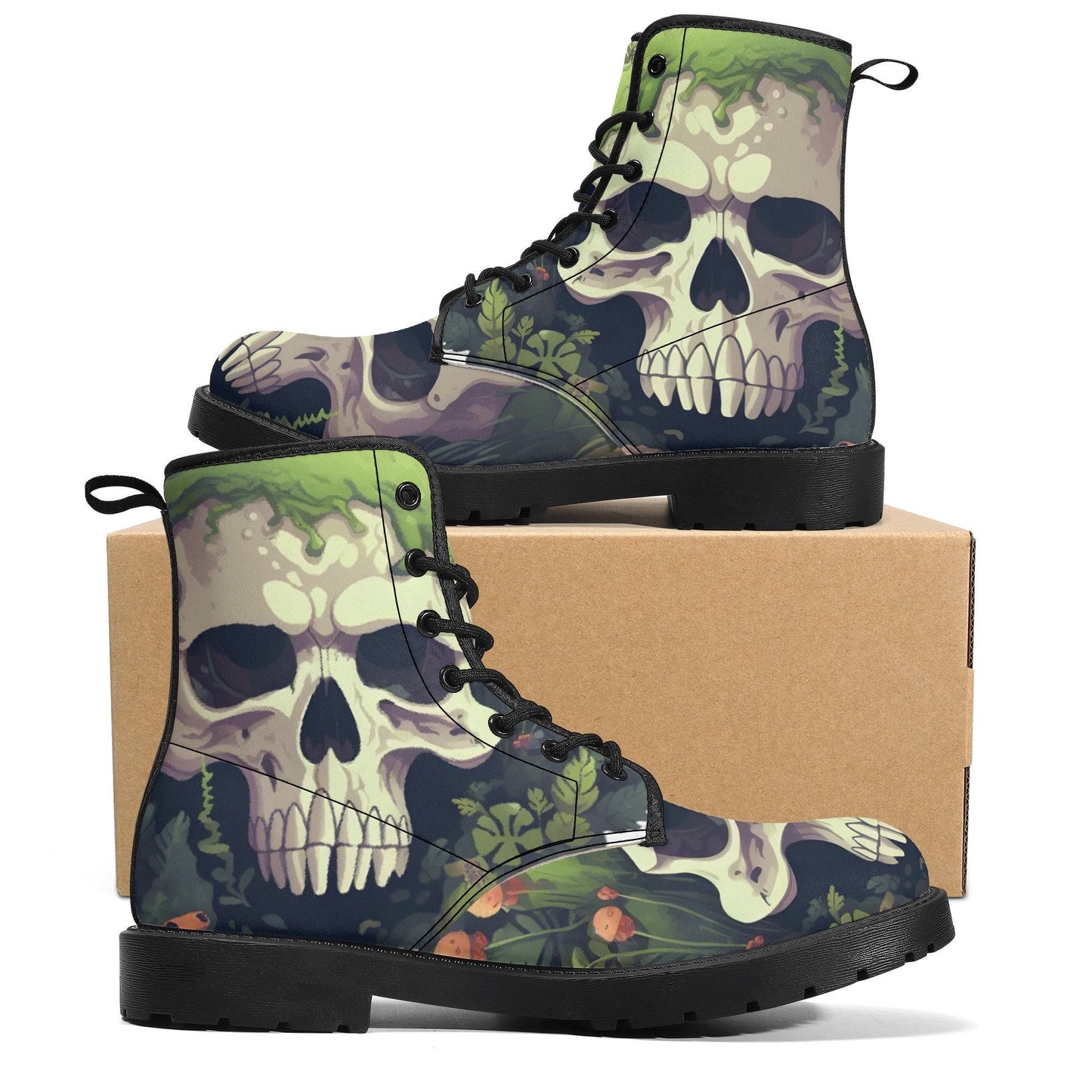 Gothic skull unisex boots, biker skull winter boots, death skull ankle Boots, skeleton waterproof Lace Up Anti-Slip platform nooties boots