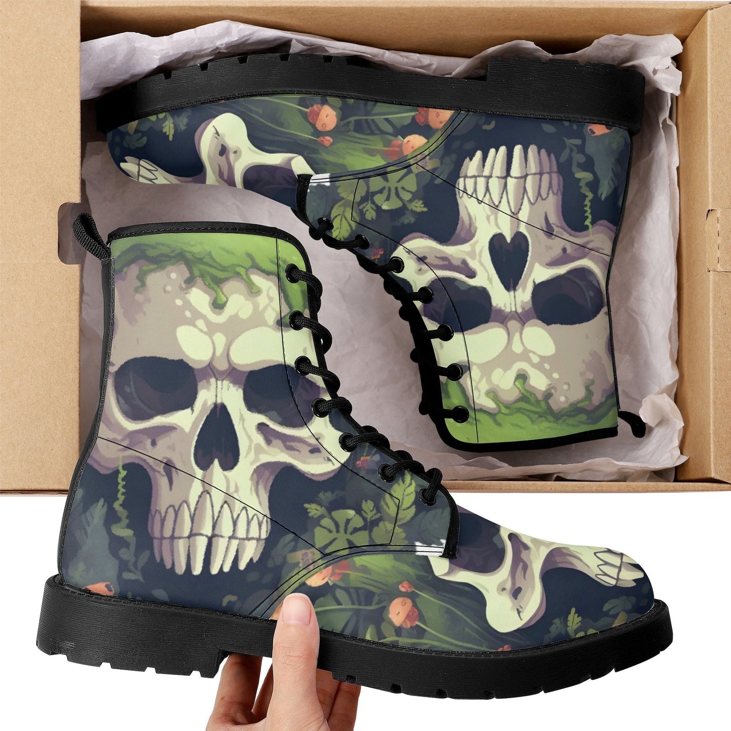 Gothic skull unisex boots, biker skull winter boots, death skull ankle Boots, skeleton waterproof Lace Up Anti-Slip platform nooties boots