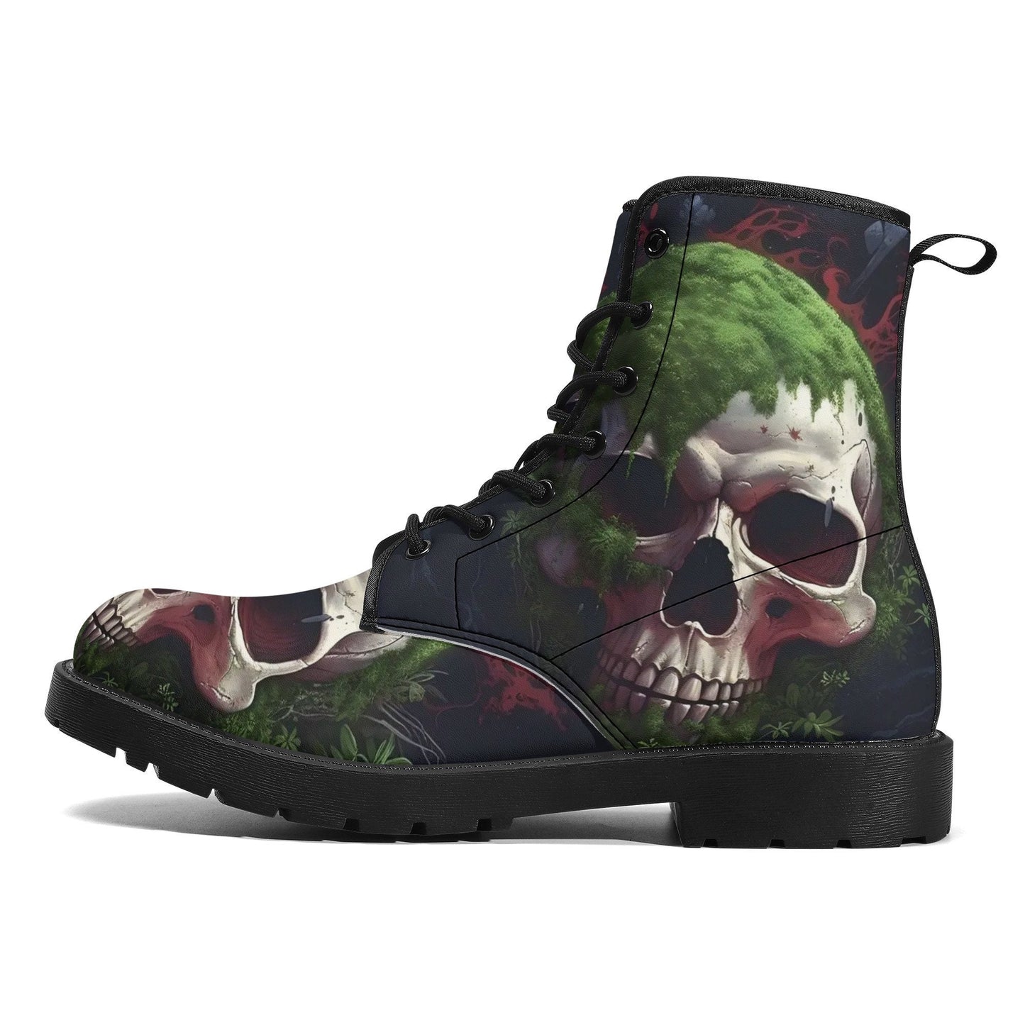 Gothic skull men women shoes, grim reaper men women shoes, halloween boots, skeleton waterproof Lace Up Anti-Slip platform nooties boots
