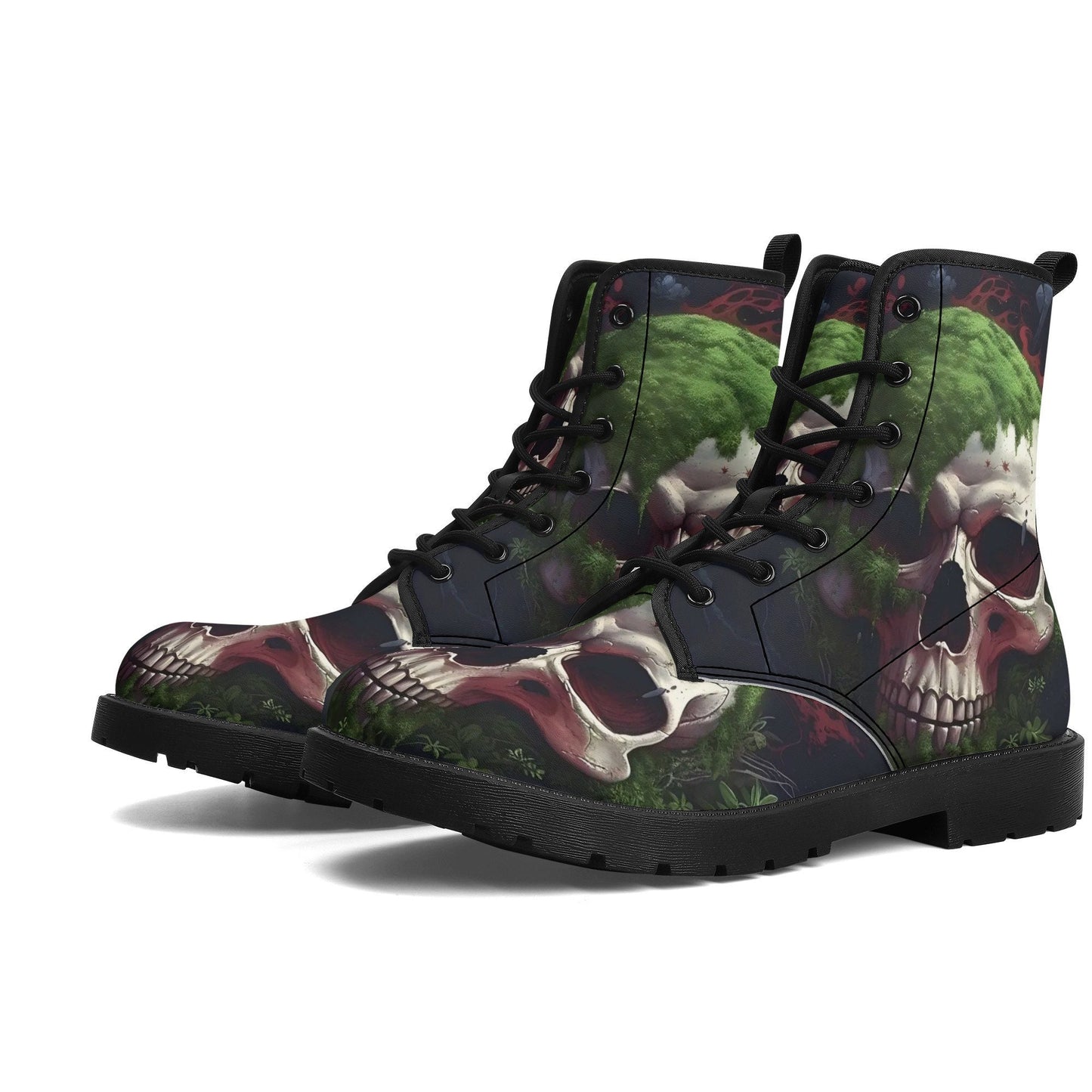 Gothic skull men women shoes, grim reaper men women shoes, halloween boots, skeleton waterproof Lace Up Anti-Slip platform nooties boots
