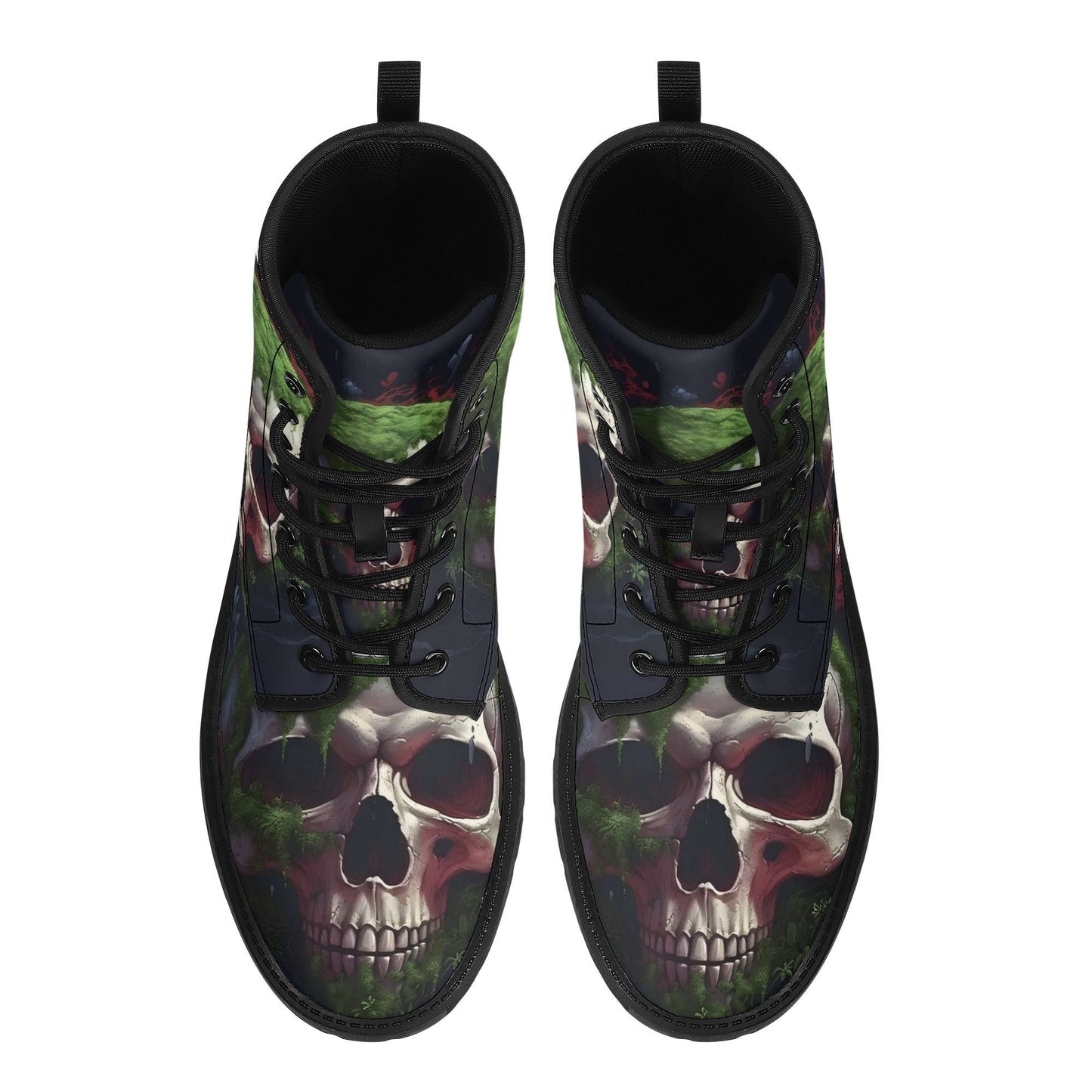 Gothic skull men women shoes, grim reaper men women shoes, halloween boots, skeleton waterproof Lace Up Anti-Slip platform nooties boots