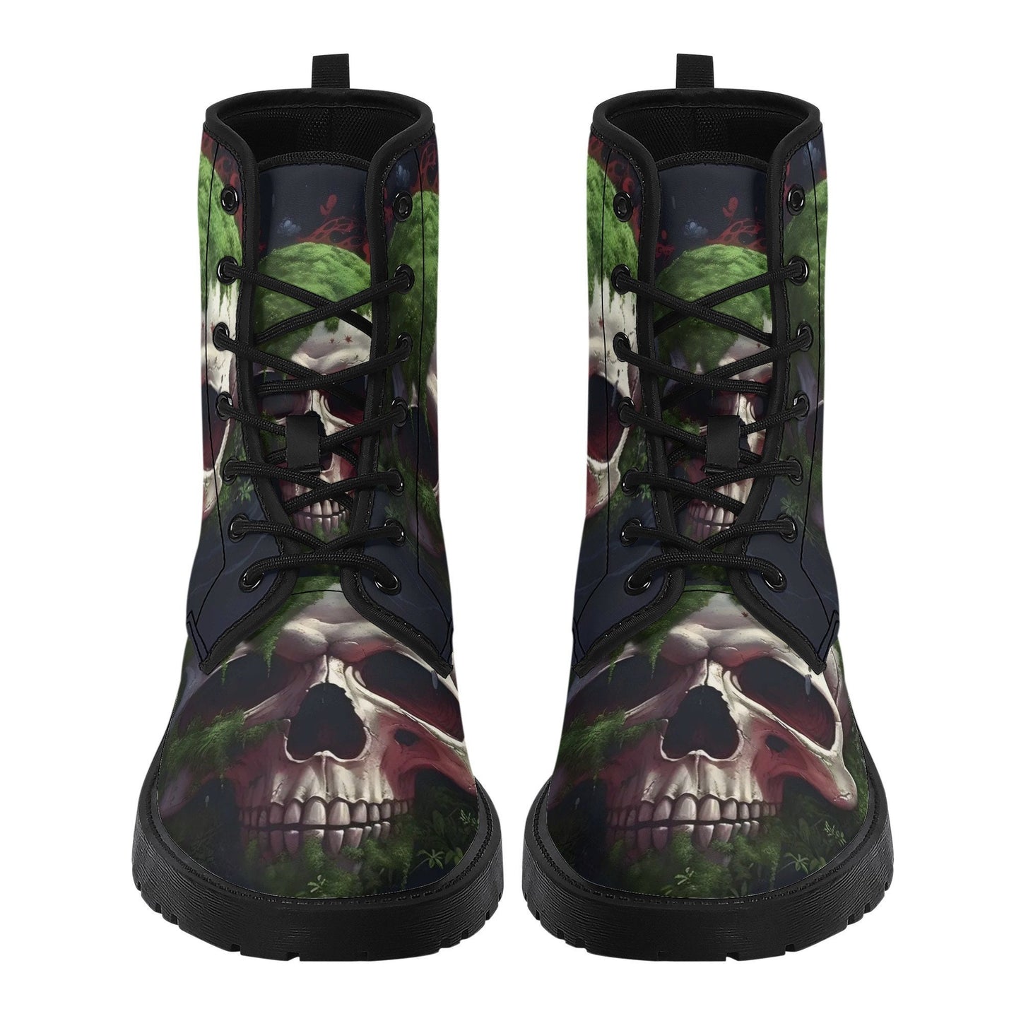Gothic skull men women shoes, grim reaper men women shoes, halloween boots, skeleton waterproof Lace Up Anti-Slip platform nooties boots