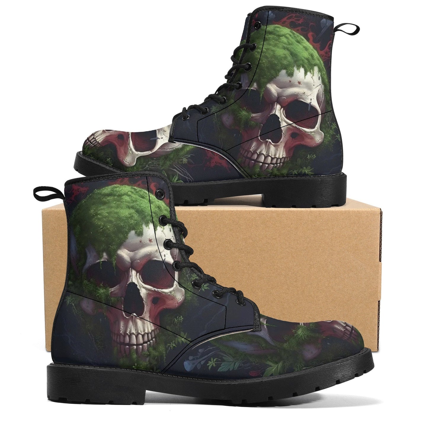 Gothic skull men women shoes, grim reaper men women shoes, halloween boots, skeleton waterproof Lace Up Anti-Slip platform nooties boots