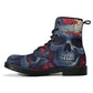 Flaming skull men women boots, skeleton waterproof Lace Up Anti-Slip platform nooties, skeleton combat boots flower skull unisex boots shoes