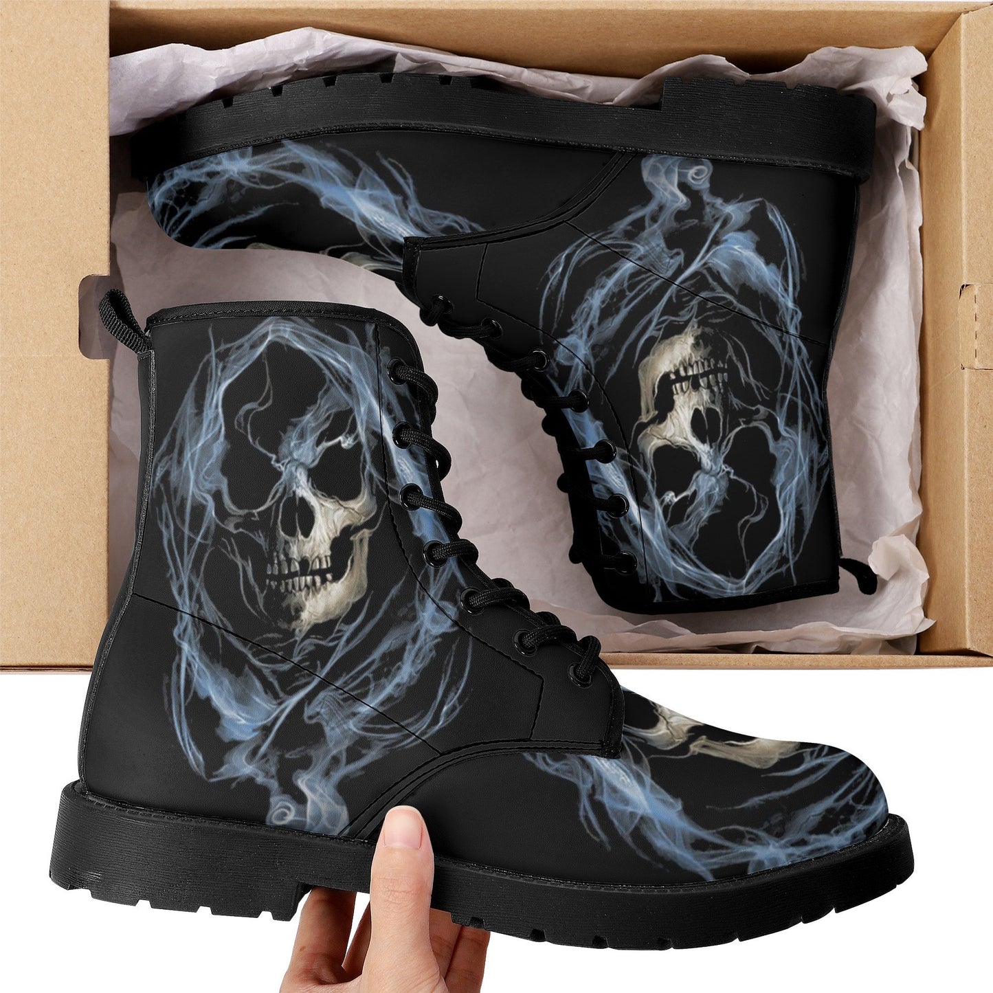 Grim reaper winter boots, christmas skull waterproof shoes, death skull unisex boots, christmas skull ankle Boots, horror men women shoes
