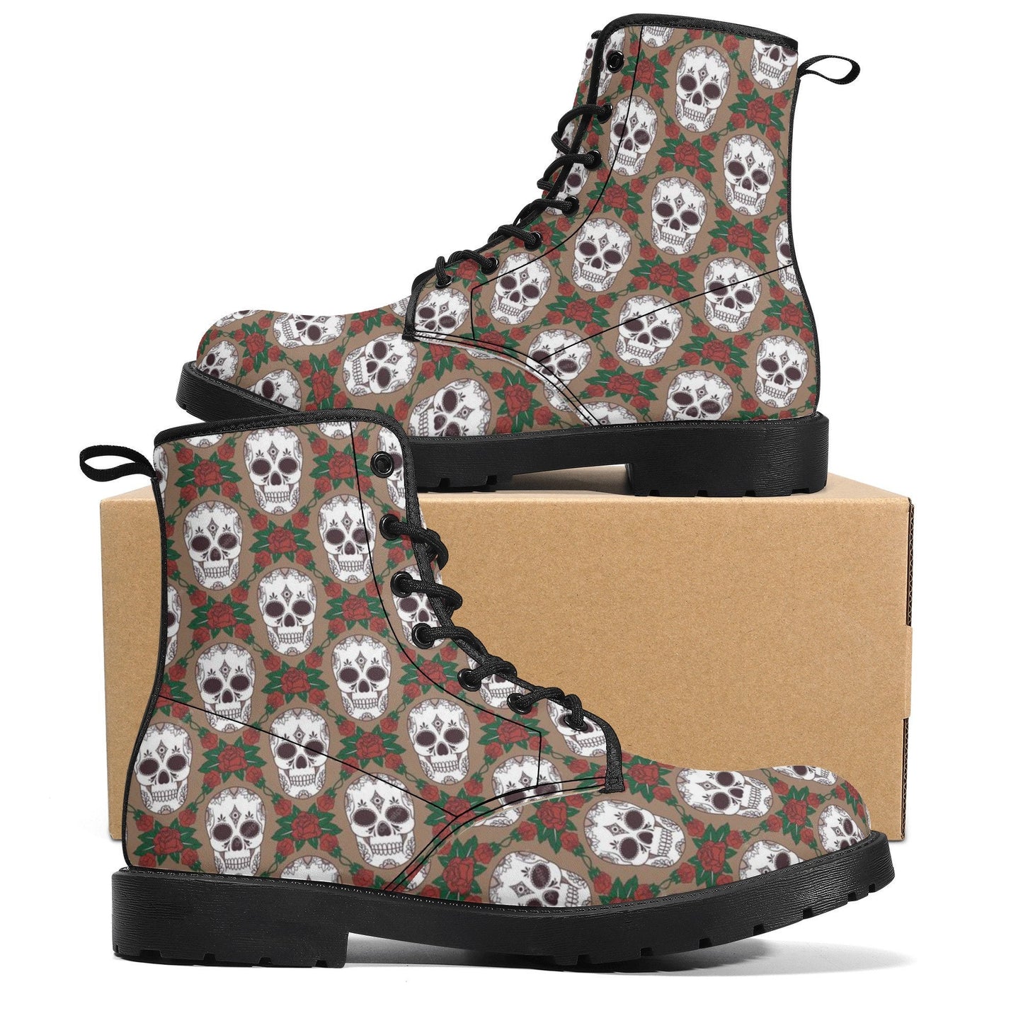 Floral sugar skull waterproof shoes, cinco de mayo skull boots, dia de los muertos skull boots, mexican skull unisex shoes skull boots shoes